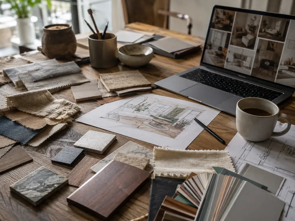 Moodboard e materiali di un progetto creativo